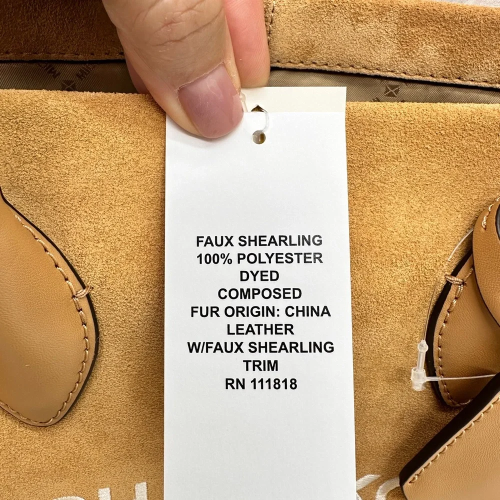 MICHAEL KORS 
Mirella Medium Suede and Faux Shearling Tote Bag - Picture 15 of 16